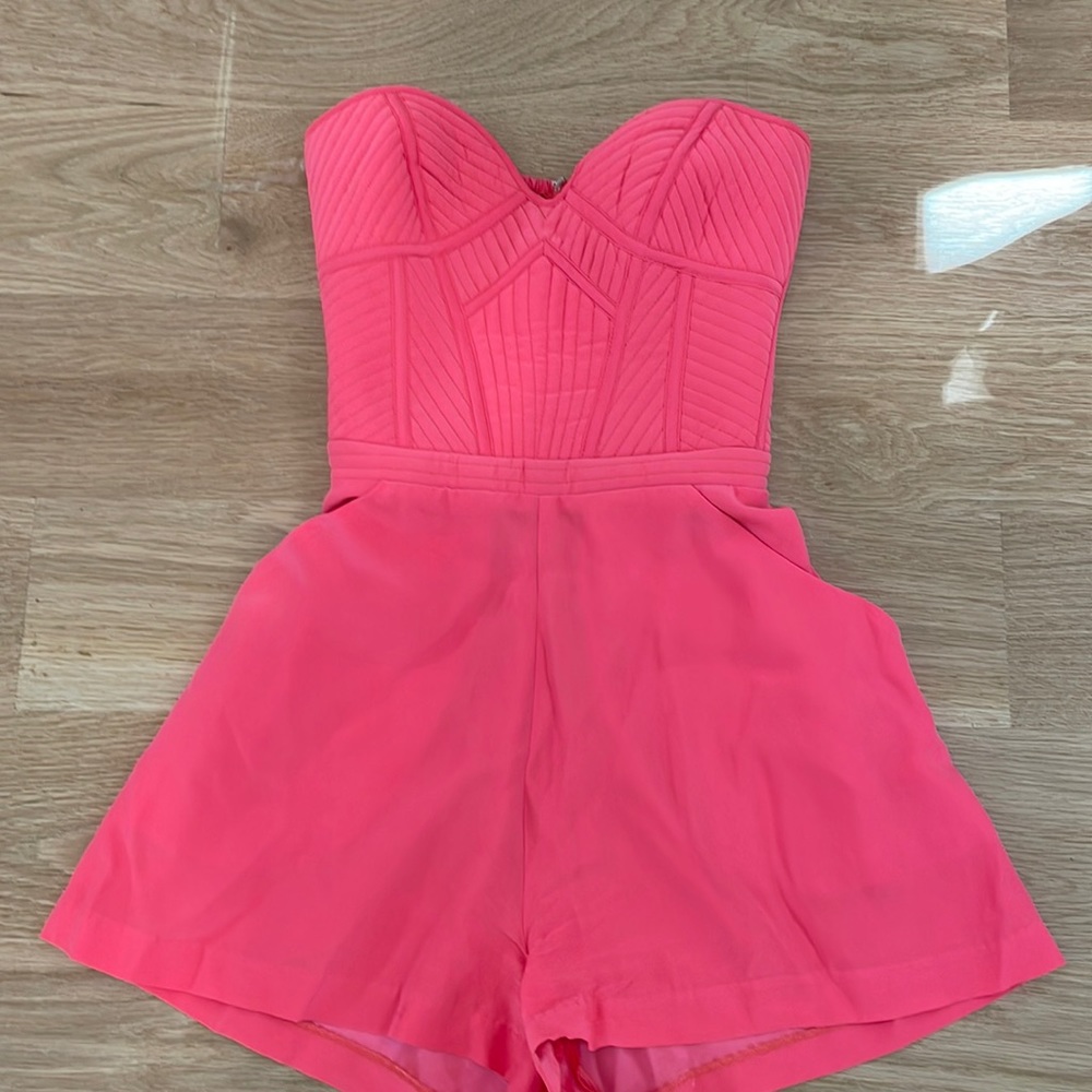 Parker sz. S coral corset 100% silk romper